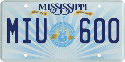 MS license plate MIU600