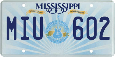 MS license plate MIU602
