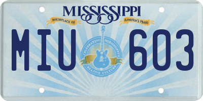 MS license plate MIU603