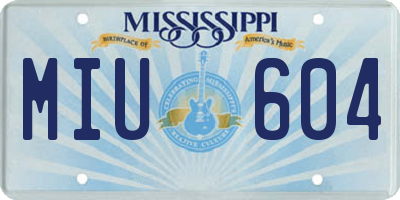 MS license plate MIU604