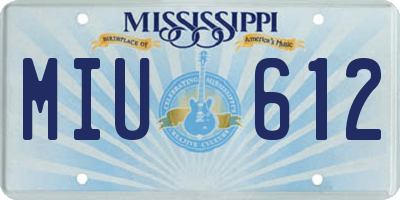 MS license plate MIU612