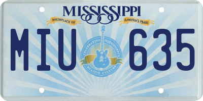 MS license plate MIU635