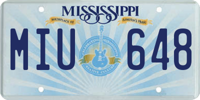 MS license plate MIU648