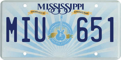 MS license plate MIU651