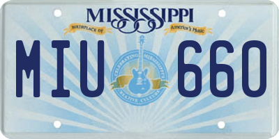 MS license plate MIU660