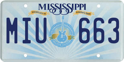 MS license plate MIU663