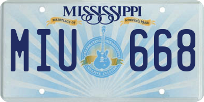 MS license plate MIU668