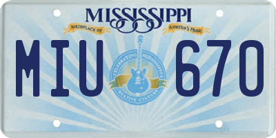 MS license plate MIU670