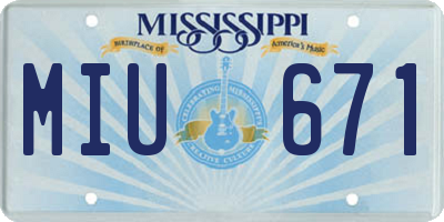 MS license plate MIU671
