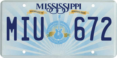 MS license plate MIU672