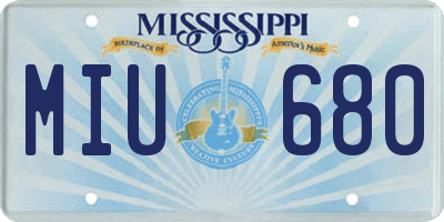 MS license plate MIU680