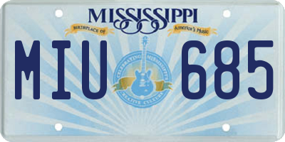 MS license plate MIU685