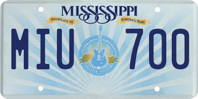 MS license plate MIU700