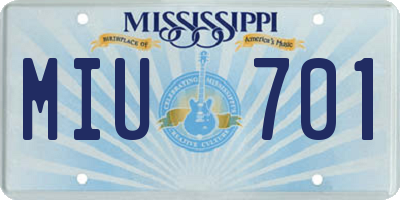 MS license plate MIU701