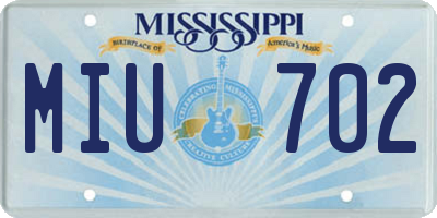MS license plate MIU702