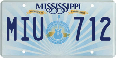 MS license plate MIU712