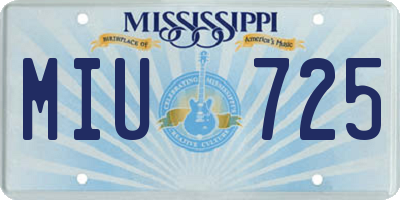 MS license plate MIU725