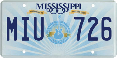 MS license plate MIU726