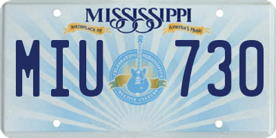 MS license plate MIU730