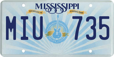 MS license plate MIU735