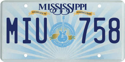 MS license plate MIU758