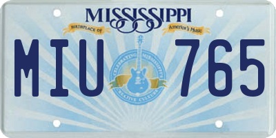MS license plate MIU765