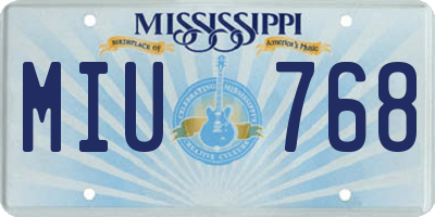 MS license plate MIU768