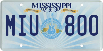 MS license plate MIU800