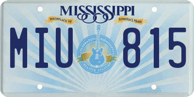 MS license plate MIU815