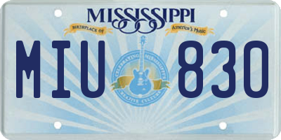 MS license plate MIU830