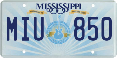 MS license plate MIU850
