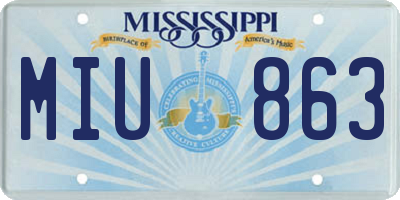 MS license plate MIU863