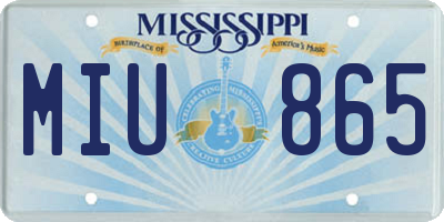 MS license plate MIU865