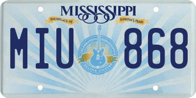 MS license plate MIU868