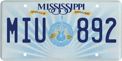 MS license plate MIU892