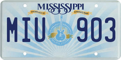 MS license plate MIU903