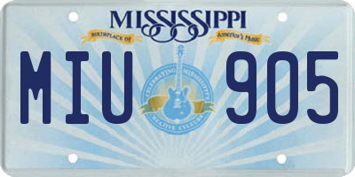 MS license plate MIU905