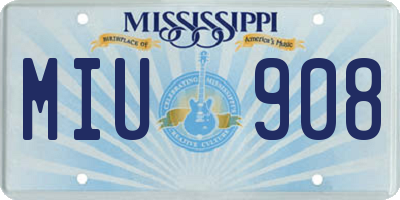 MS license plate MIU908