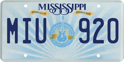 MS license plate MIU920