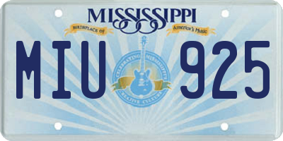 MS license plate MIU925