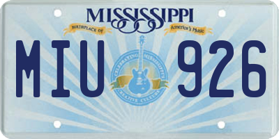 MS license plate MIU926