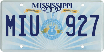 MS license plate MIU927