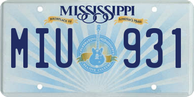 MS license plate MIU931
