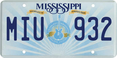 MS license plate MIU932