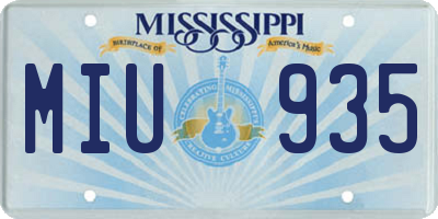 MS license plate MIU935