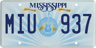 MS license plate MIU937