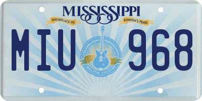 MS license plate MIU968