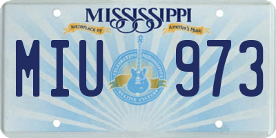 MS license plate MIU973