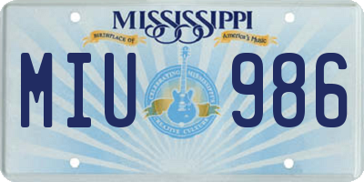 MS license plate MIU986