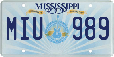 MS license plate MIU989